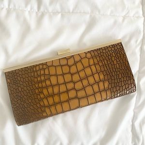 Faux alligator skin clutch